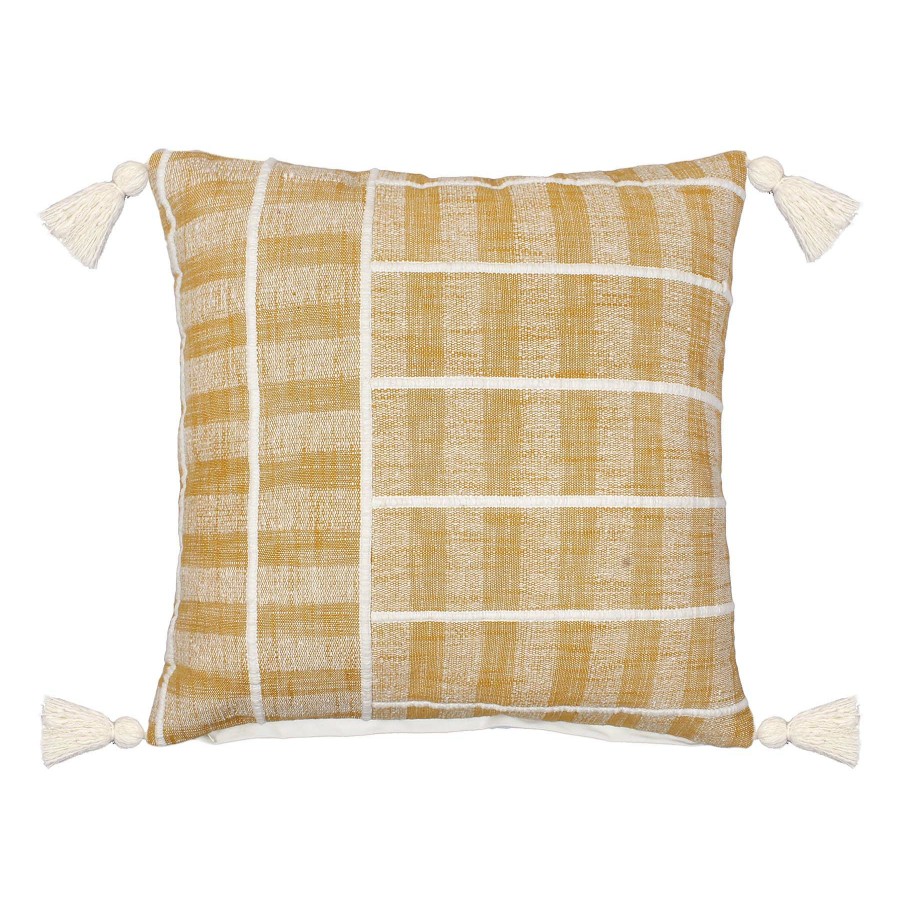 D Cor & Pillows * | Ty Pennington Yellow Textured Woven Tassel Throw Pillow, 20 Outlet Sale