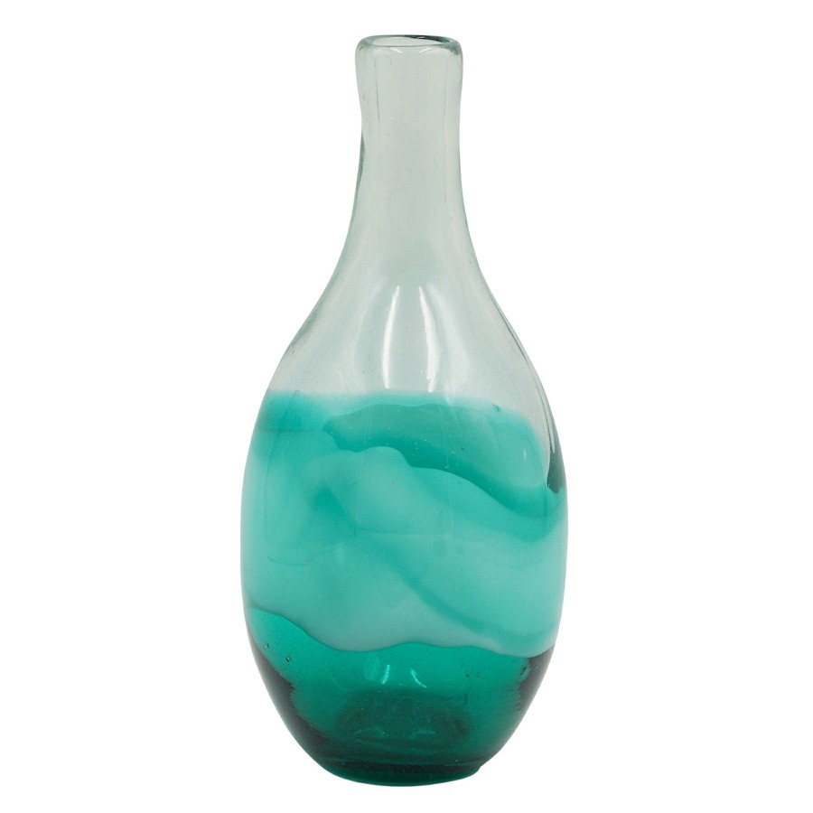 D Cor & Pillows * | Laila Ali Clear & Green Marbled Glass Vase, 11.5 Exclusive Design