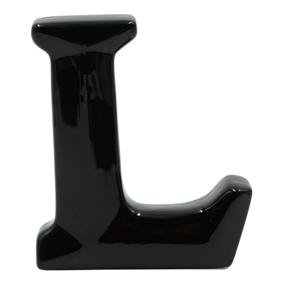 D Cor & Pillows * | 6 Black Ceramic Letter, L Fire Sale