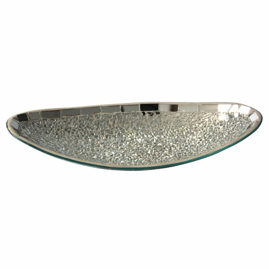 D Cor & Pillows * | Mosaic Crackle Glass Tray, 15 7 At Discount Prices