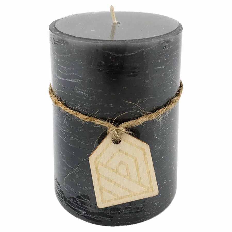 D Cor & Pillows * | Dark Grey Unscented Pillar Candle, 4 Shop