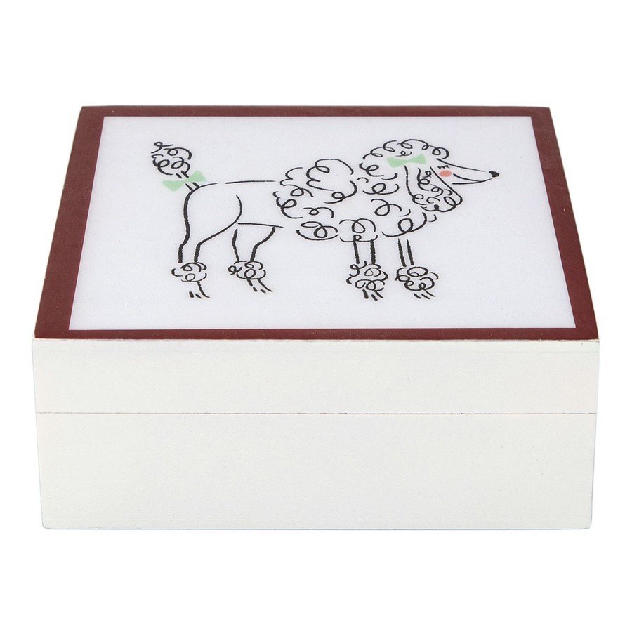 D Cor & Pillows * | White Poodle Wood Box, 5 At Discount Prices