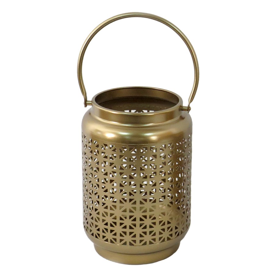 D Cor & Pillows * | Gold Metal Punch Lantern, 10 Outlet Sale