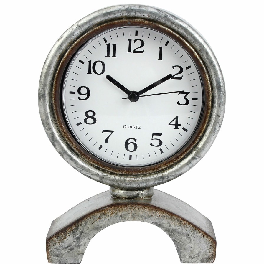 D Cor & Pillows * | 5X7 Resin Grey Table Clock At Discount Prices