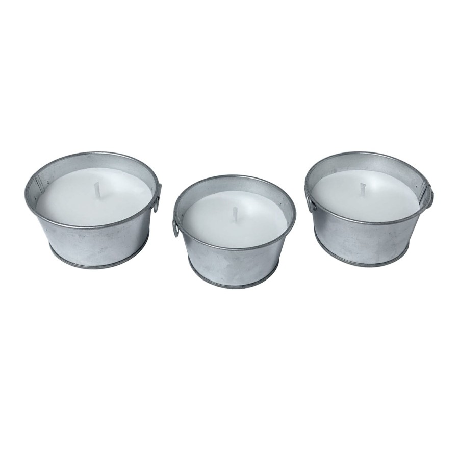 D Cor & Pillows * | 3-Pack Galvanized Metal Citronella Bucket Candles, 3.5Oz Lower Prices