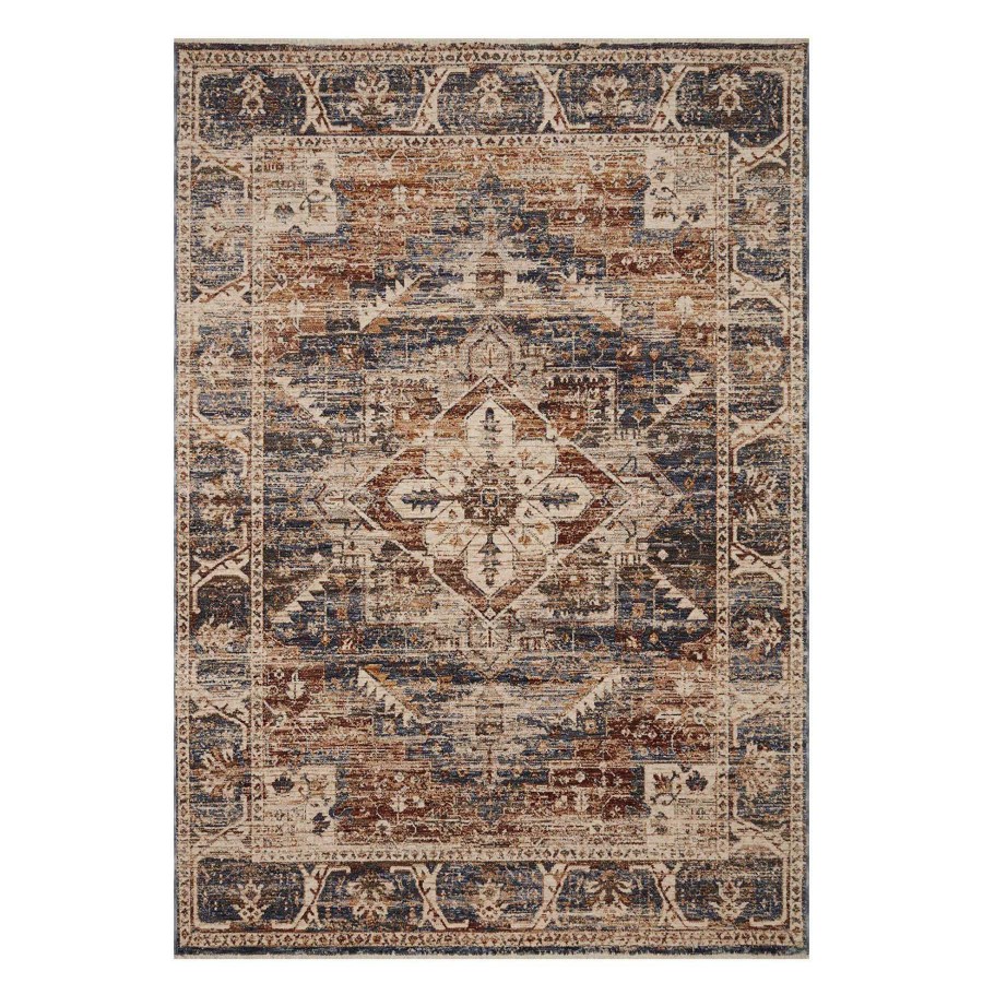 Rugs & Curtains * | (A407) Halton Distressed Look Slate Rust Area Rug, 5 8 At Discount Prices