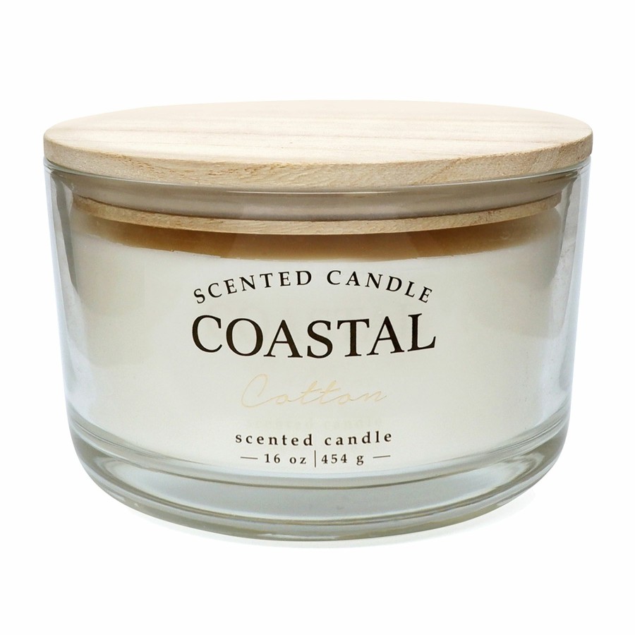 D Cor & Pillows * | Coastal Cotton Scented Jar Candle, 16Oz At Discount Prices