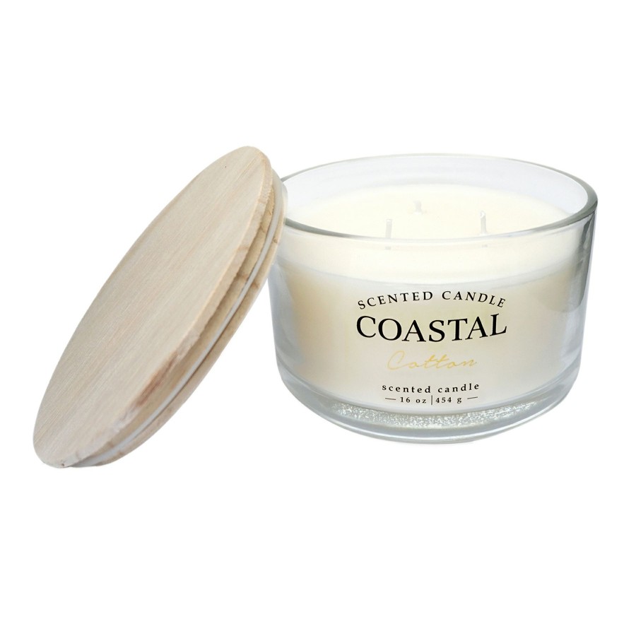 D Cor & Pillows * | Coastal Cotton Scented Jar Candle, 16Oz At Discount Prices