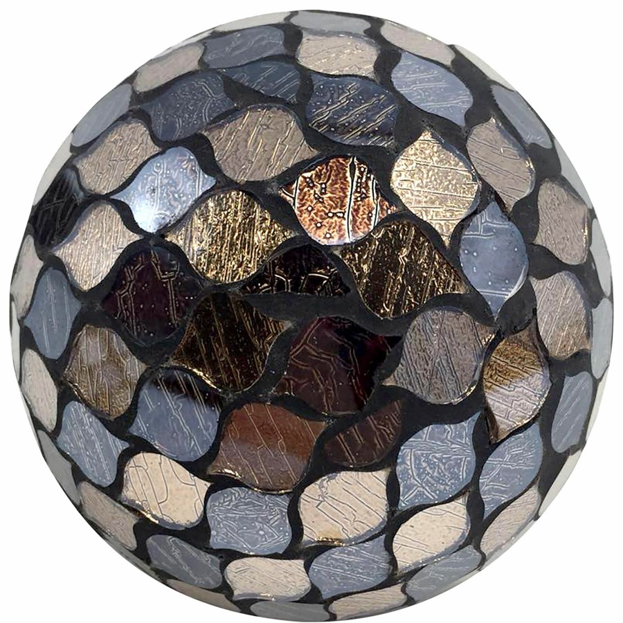 D Cor & Pillows * | Black Mosaic Glass Ball, 4 At Discount Prices