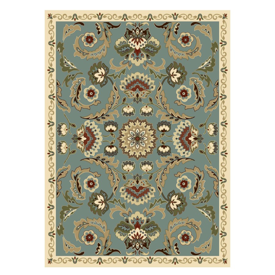 Rugs & Curtains * | (D504) Empress Teal Jacobean Accent Rug, 5 7 Outlet