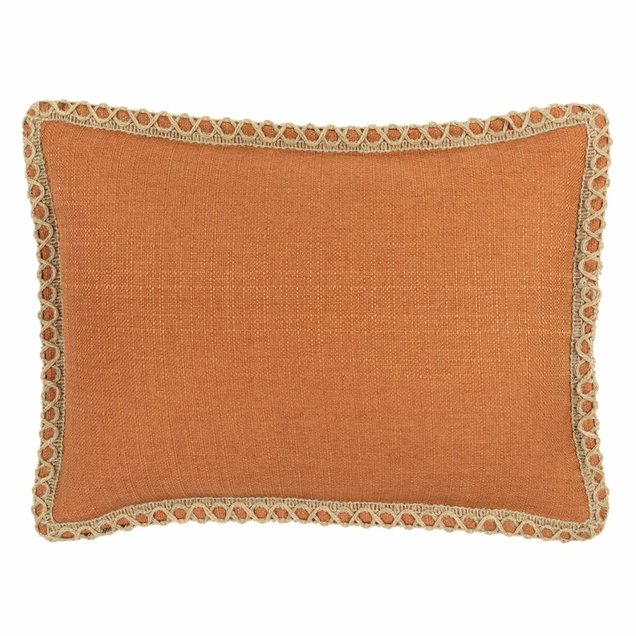 D Cor & Pillows * | Dynasty Tangerine Oblong Throw Pillow With Jute Trim, 15 20 Shop