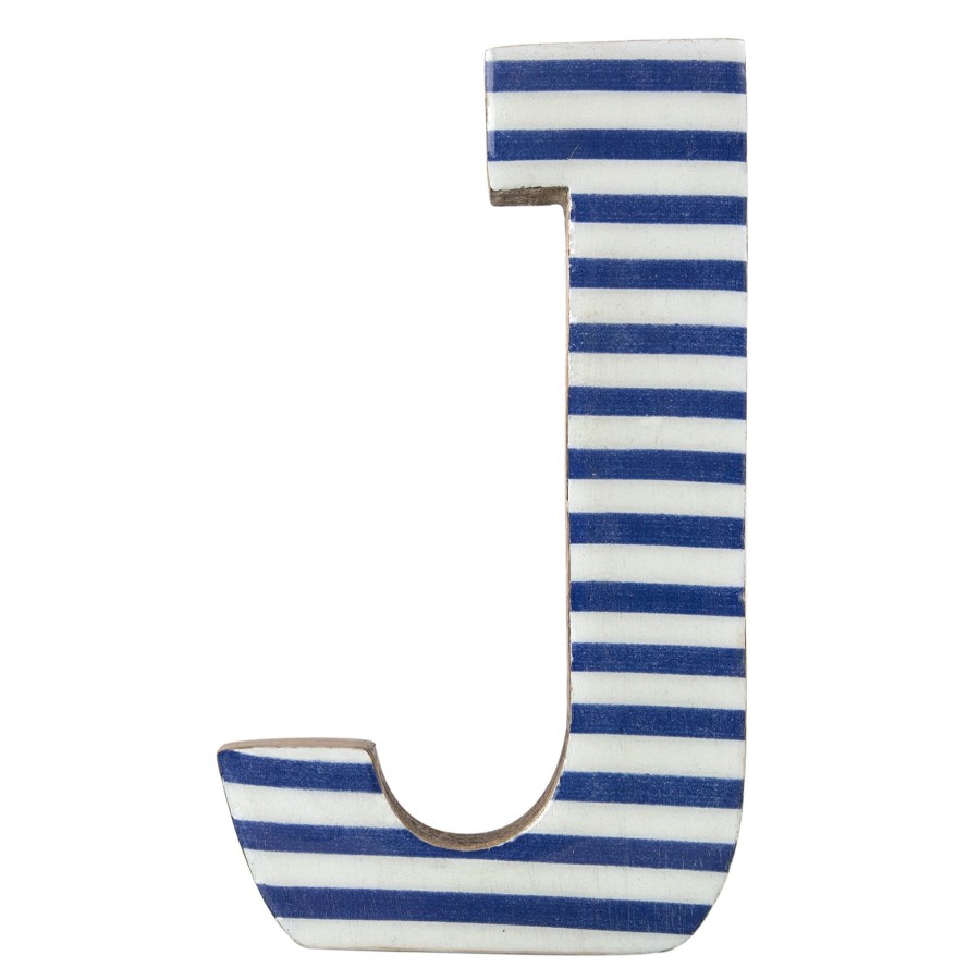 D Cor & Pillows * | 6In Blue Stripe Wood Letter J Classical Style