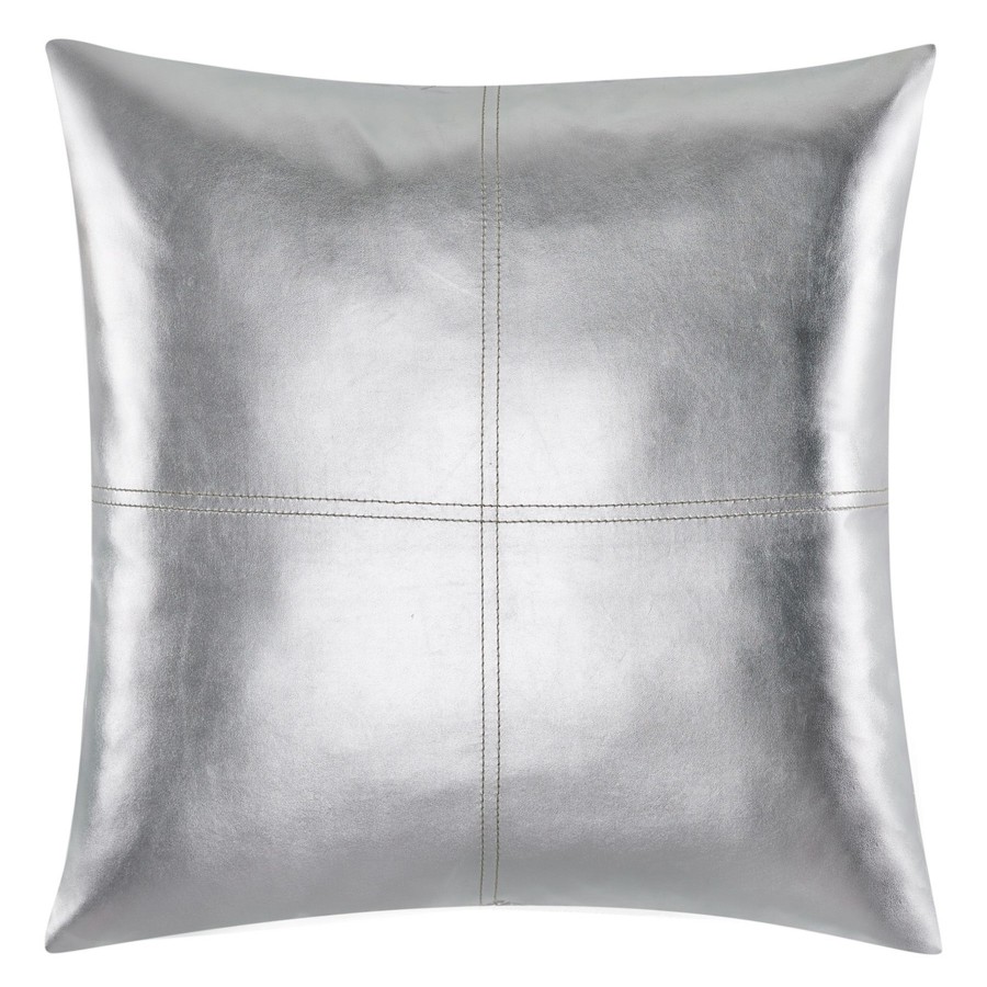 D Cor & Pillows * | Metallic Faux Leather Throw Pillow, 16 Reduction In Price