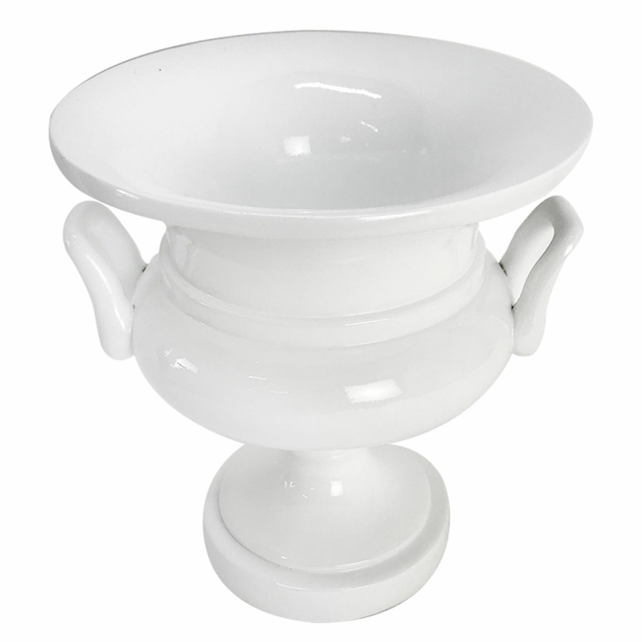 D Cor & Pillows * | Grace Mitchell White Urn With Handles, 9 Quality Guarantee