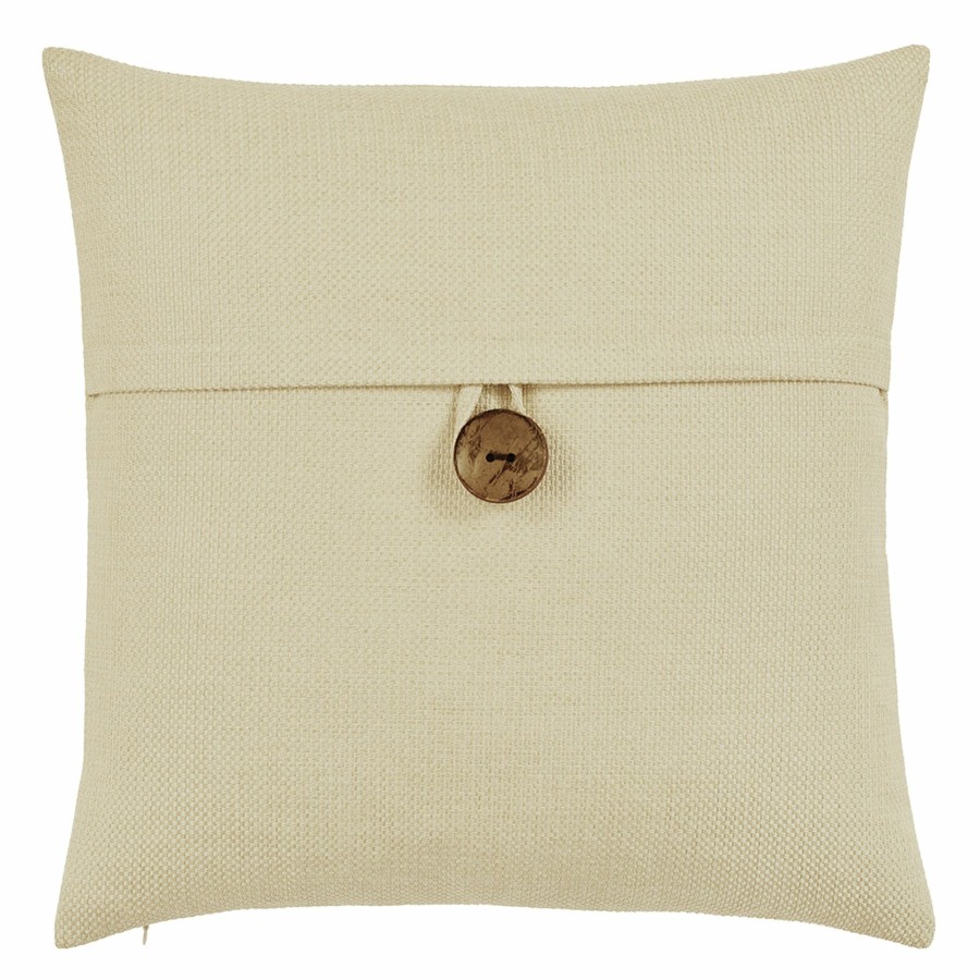 D Cor & Pillows * | Clayton Tan Coconut Button Throw Pillow, 20 At Discount Prices