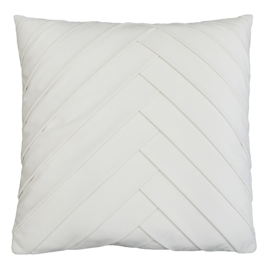 D Cor & Pillows * | James Marshmallow White Pleated Velvet Throw Pillow, 18 Classical Style