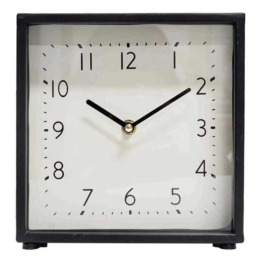 D Cor & Pillows * | Black Square Table Clock, 8 Reduction In Price