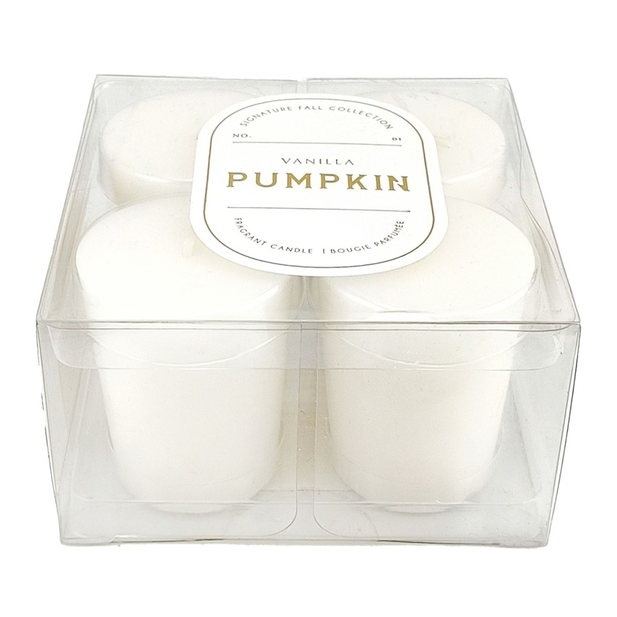 D Cor & Pillows * | 4-Piece Vanilla Pumpkin Scented Votive Candle Set Shop