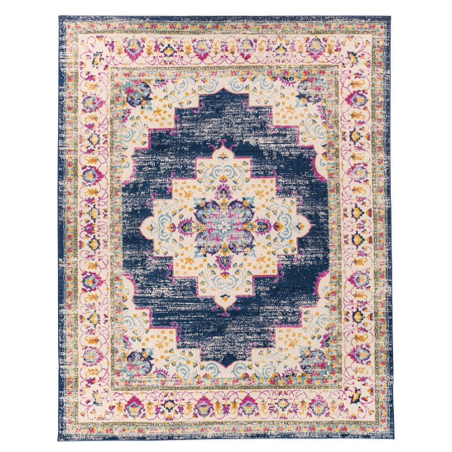 Rugs & Curtains * | (D494) Floransa Blue & Pink Medallion Area Rug, 8 10 Exactly Discount