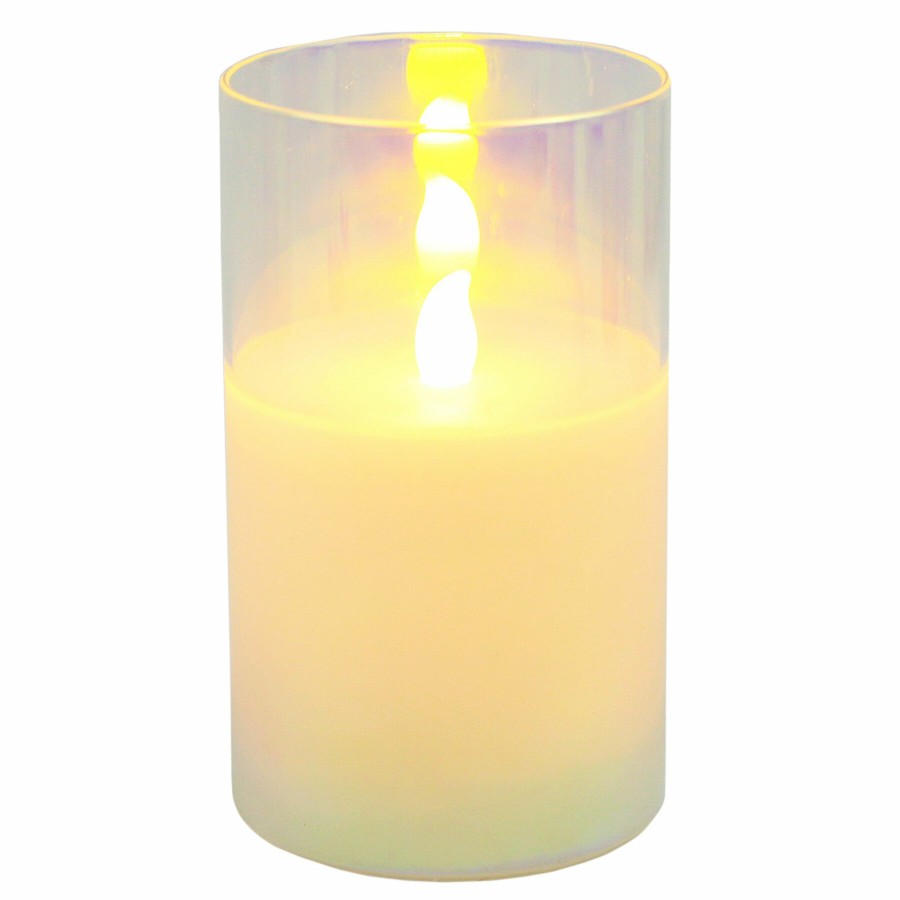 D Cor & Pillows * | 3X5 Led Glass Wax Candle In Glass Cylinder 6 Hour Timer Limited Edition