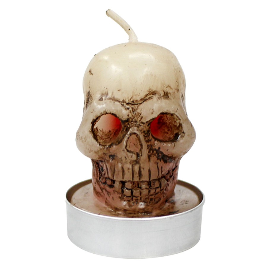 D Cor & Pillows * | 4-Pack Bleeding Skull Halloween Tealight Candles Latest Fashion