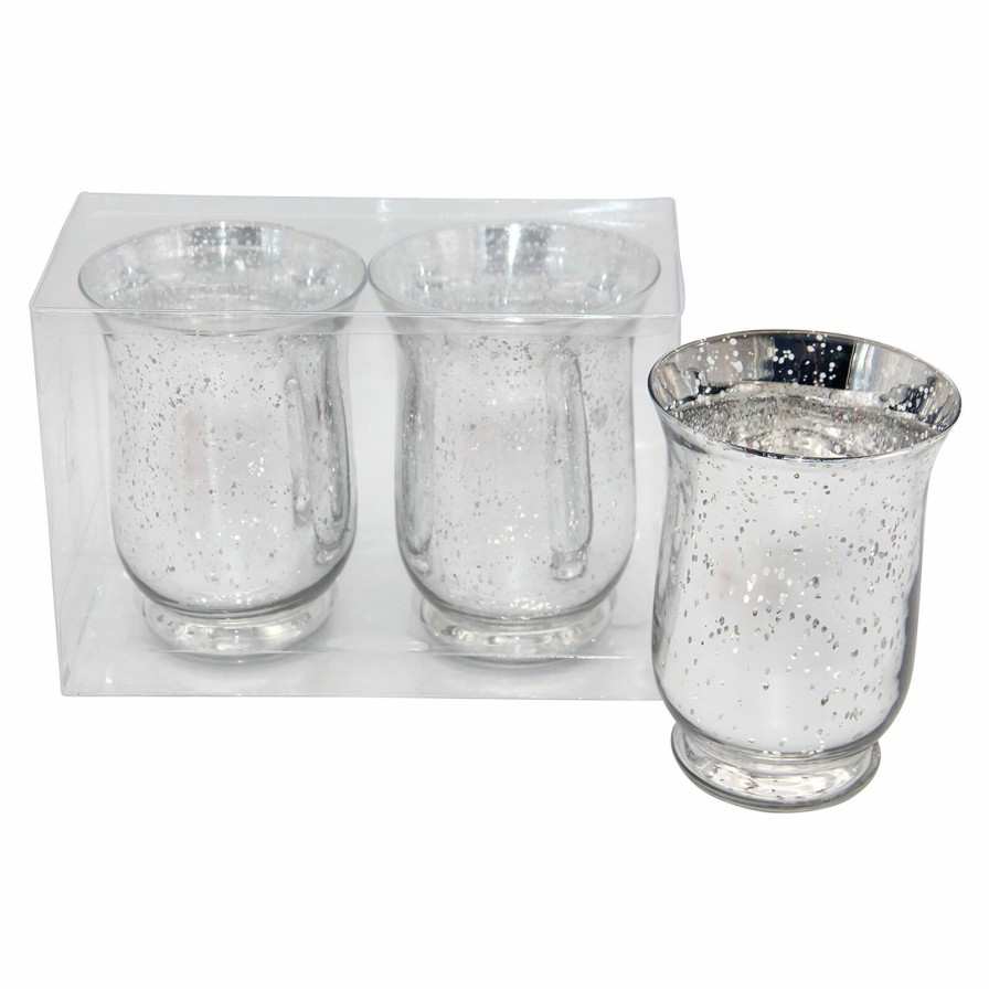 D Cor & Pillows * | Glass Silver Hurricane Candle Holder, 6 Discount Store