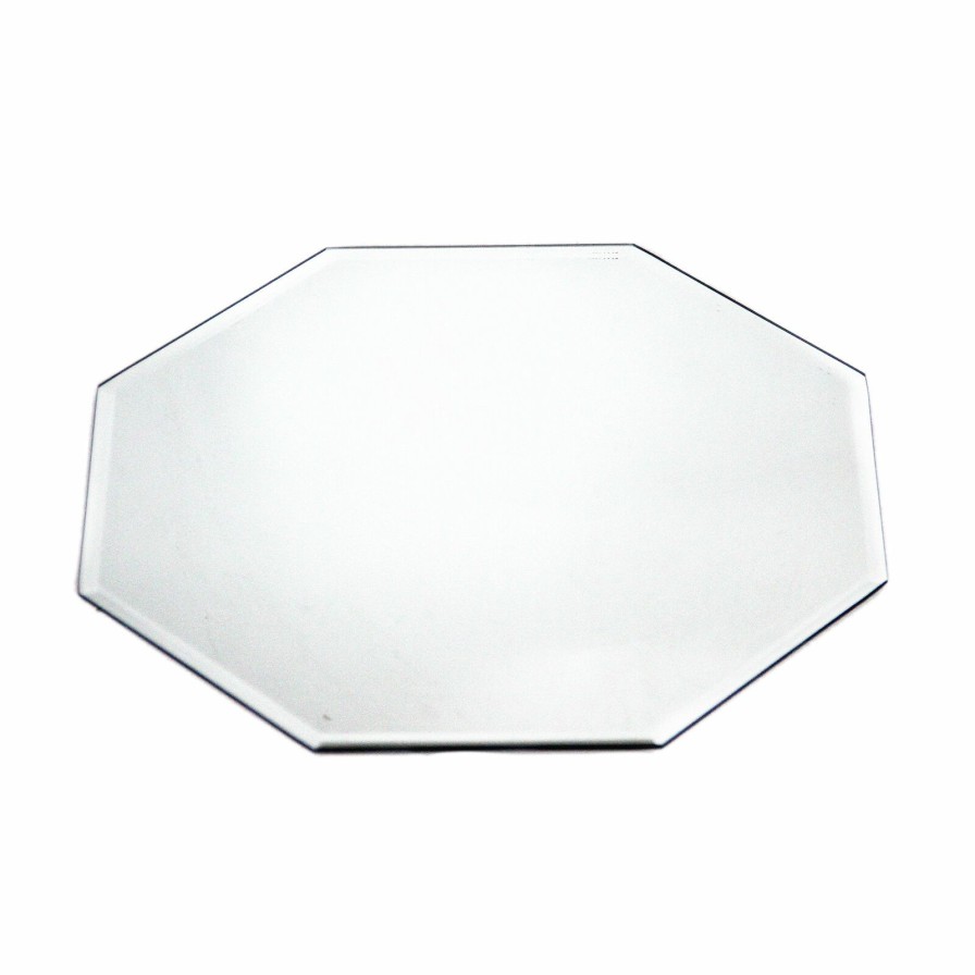 D Cor & Pillows * | Glass Octagon Beveled Edge Mirror Candle Plate, 14 Outlet