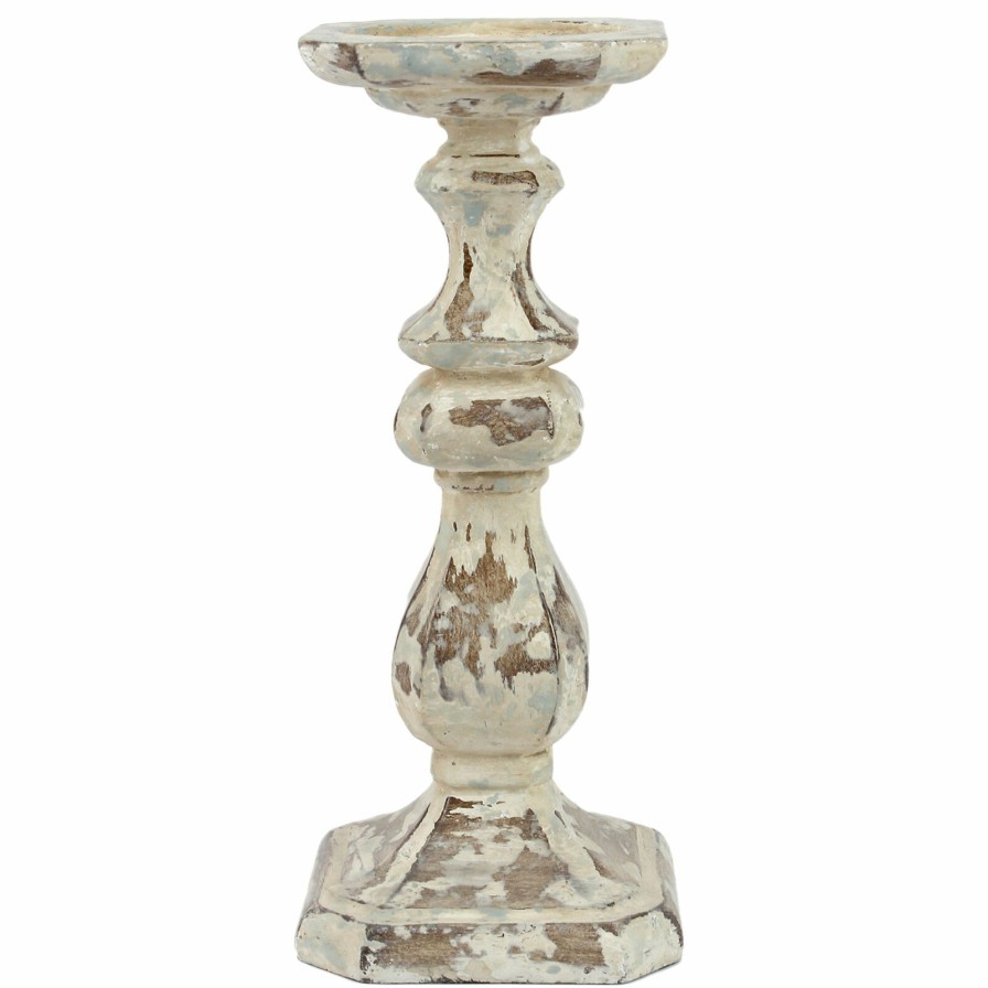 D Cor & Pillows * | Whitewashed Pillar Candle Holder, 10 Discount