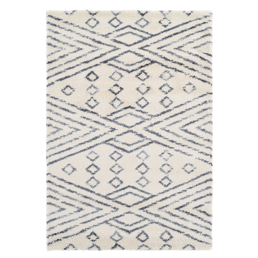 Rugs & Curtains * | (C182) Macy White & Blue Patterned Area Rug, 8 10 Reduction In Price