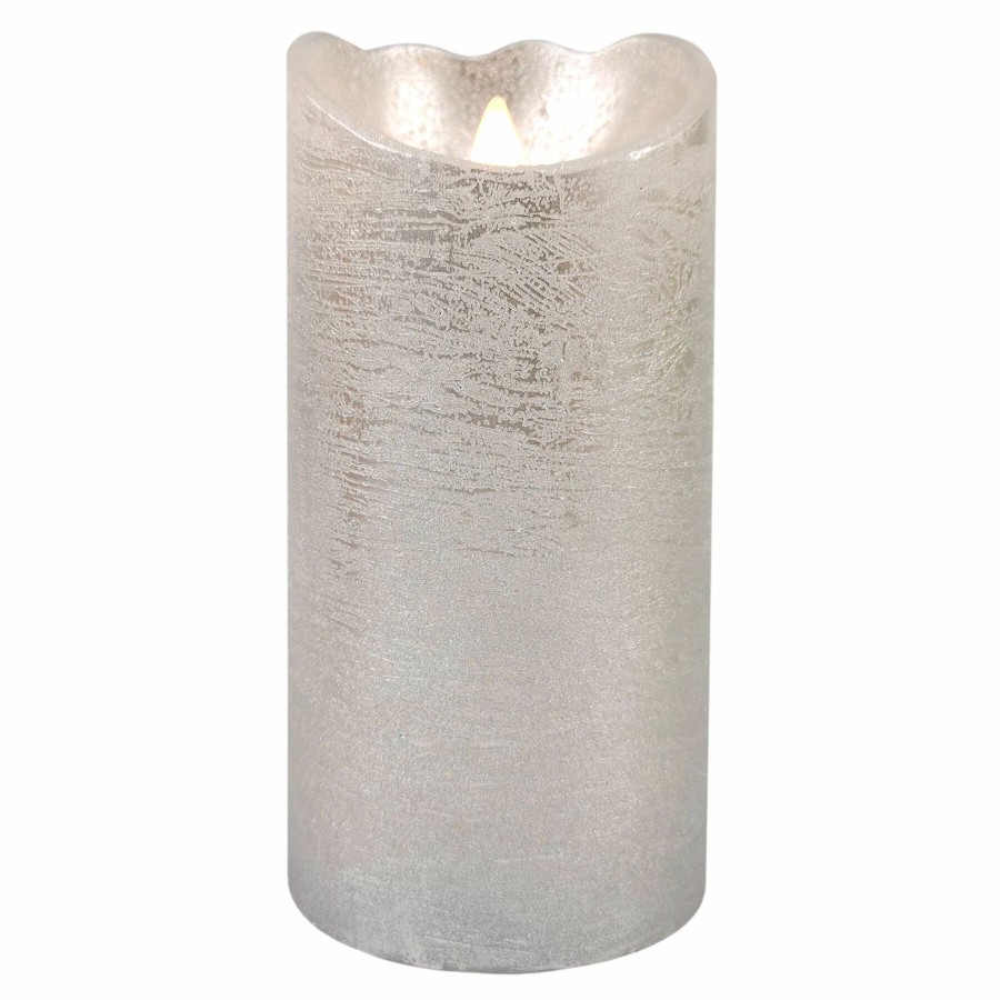 D Cor & Pillows * | 3X6 Led Wax Bevel Connection Candle With 6 Hour Timer Silver Fantastic Model