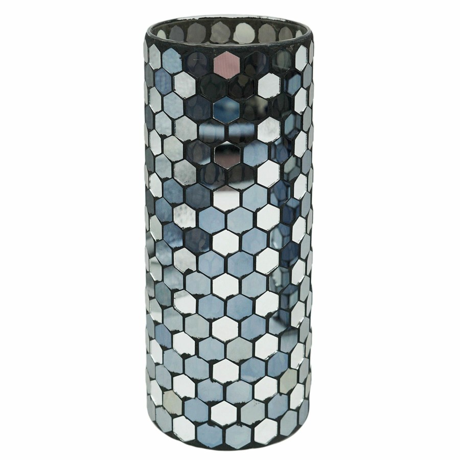 D Cor & Pillows * | Silver & Black Mosaic Glass Vase, 10 Fantastic Model