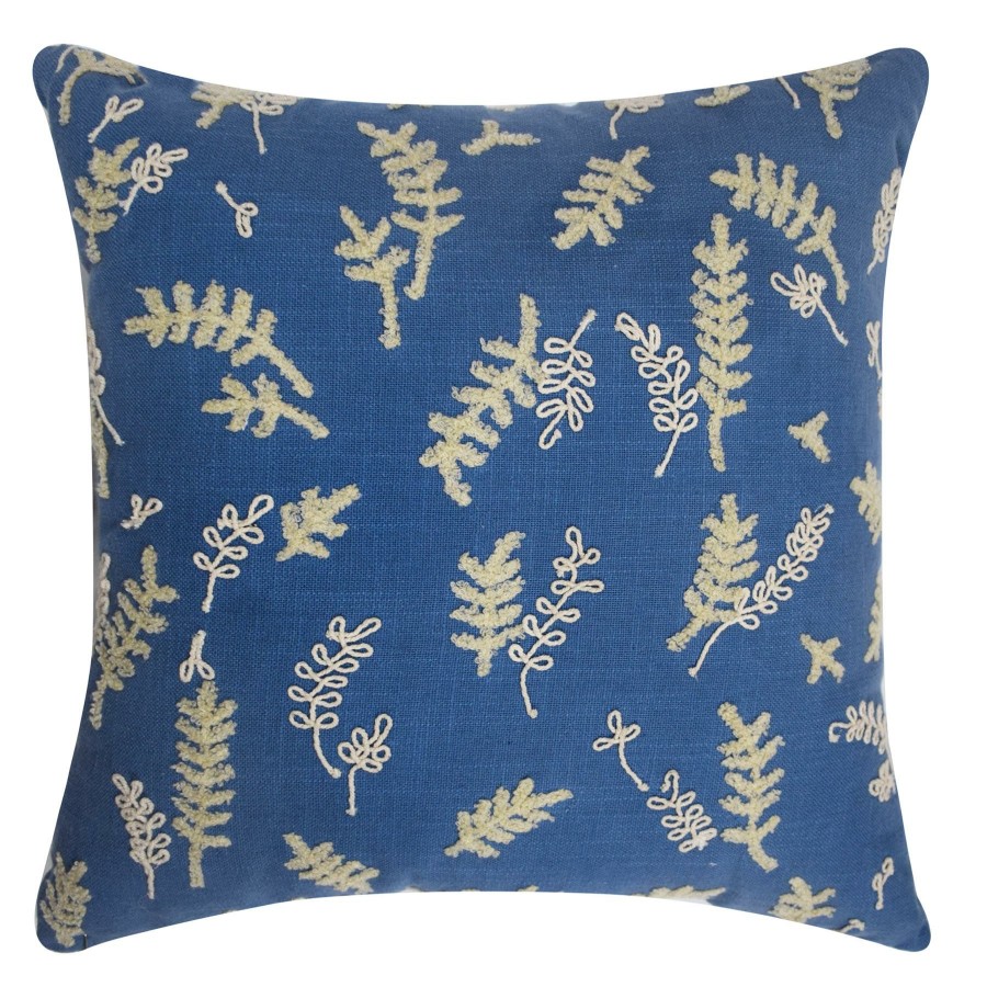 D Cor & Pillows * | Blue Floral Cotton Throw Pillow, 18 Discount Store