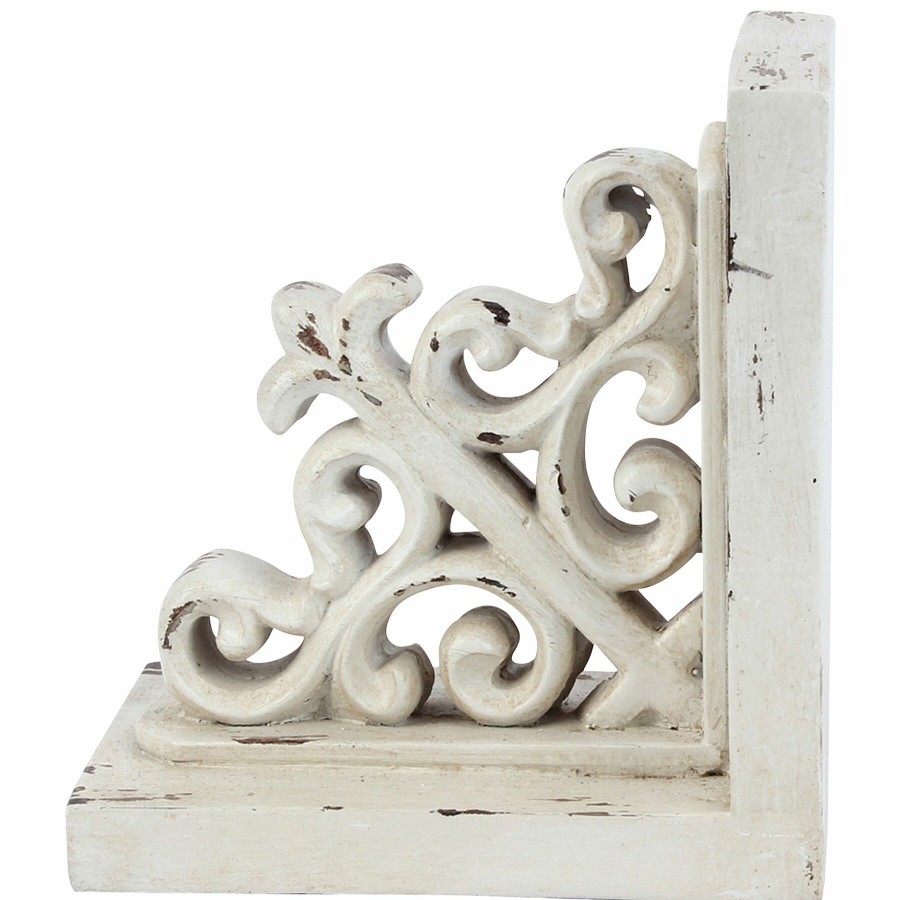 D Cor & Pillows * | 5In. Resin White Carved Bookend Fire Sale