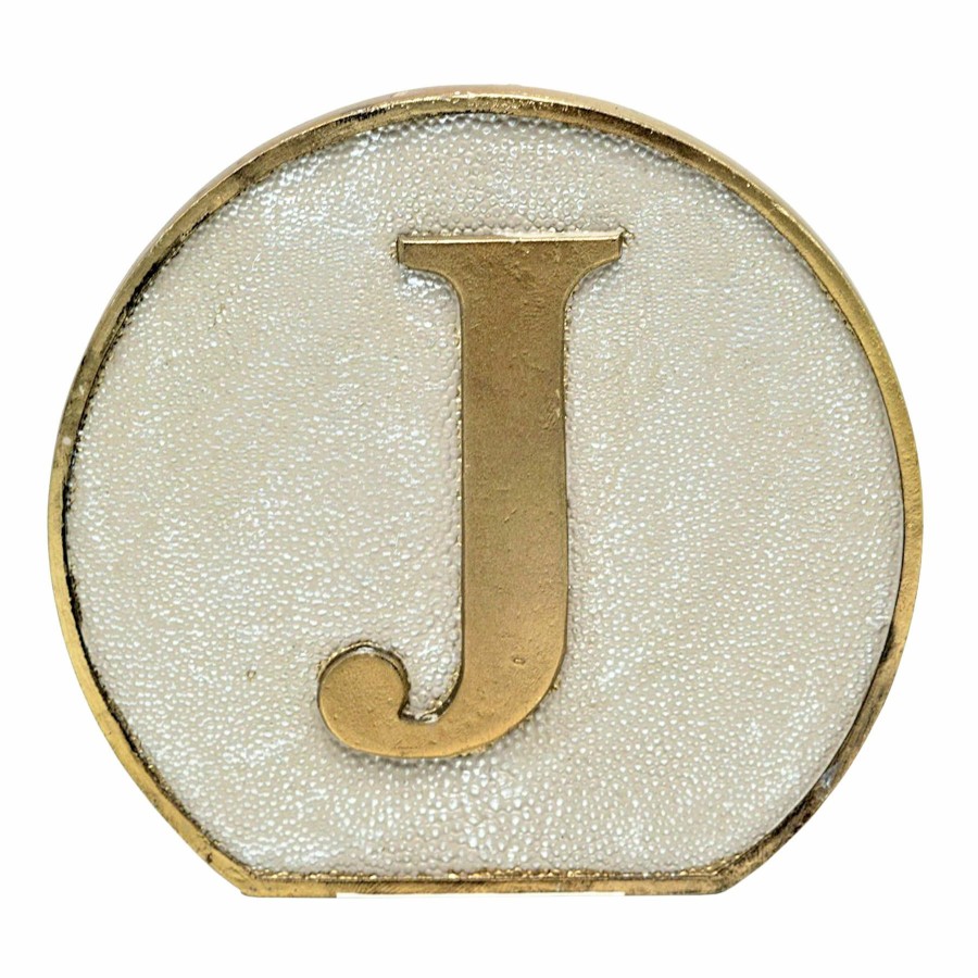 D Cor & Pillows * | 4.72In. Resin. Monogram Sign J Neutral Shop