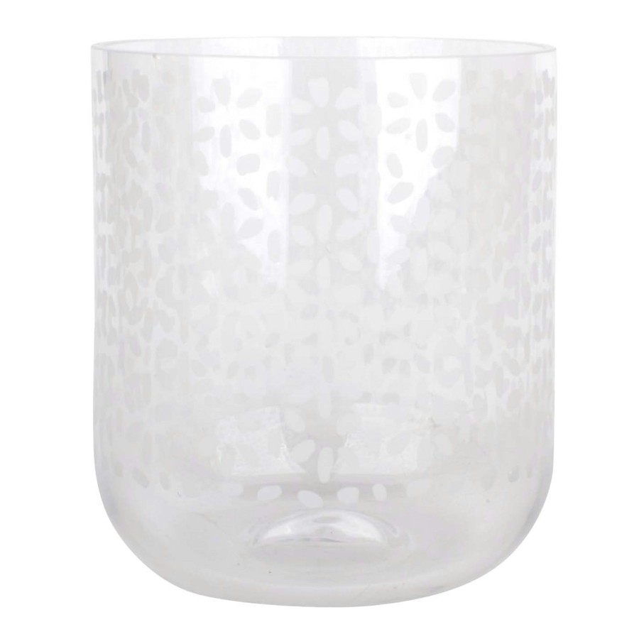 D Cor & Pillows * | Tracey Boyd Floral Etched Clear Glass Vase, 5 Classical Style