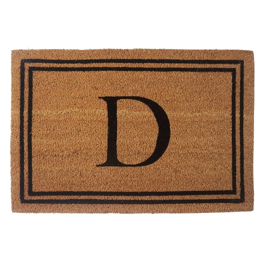 Rugs & Curtains * | Monogram D Black Natural Border Coir Mat, 18 27 Shop