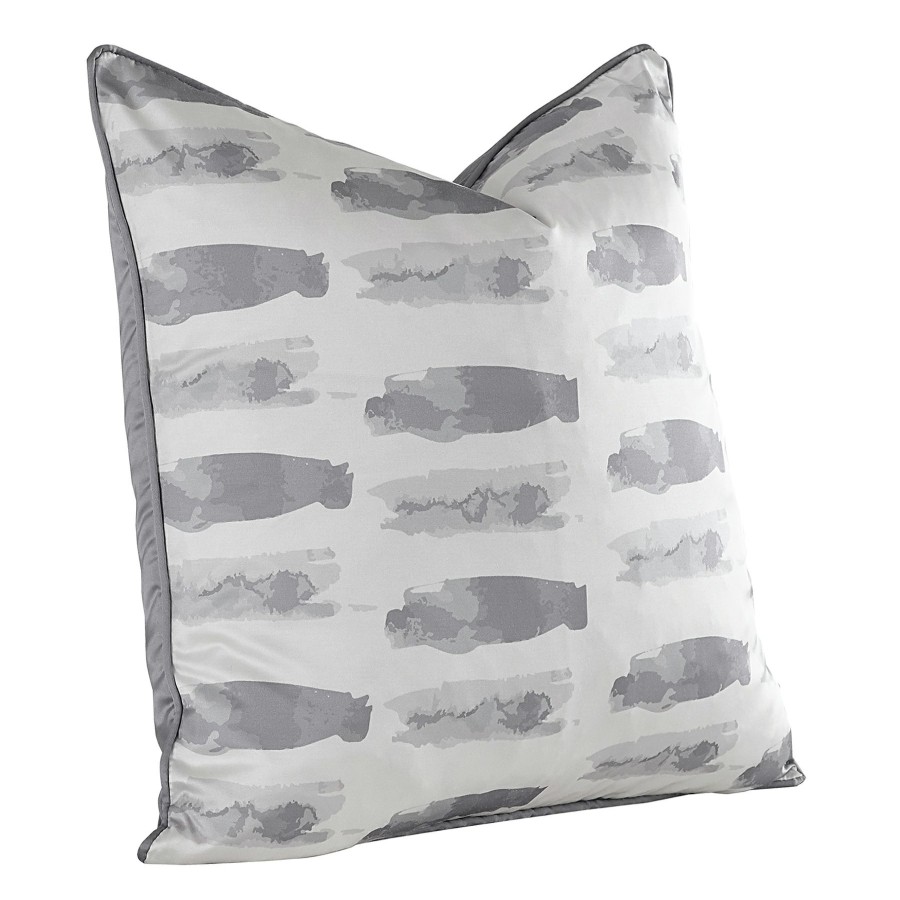 D Cor & Pillows * | Laila Ali Grey Faux Silk Printed Feather Throw Pillow, 20 Latest Fashion