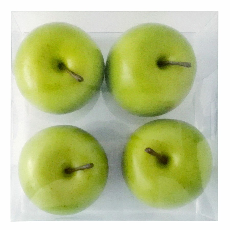 D Cor & Pillows * | Set Of 4 Green Apples Decorative Bowl Fillers In Acetate Box Good Quality