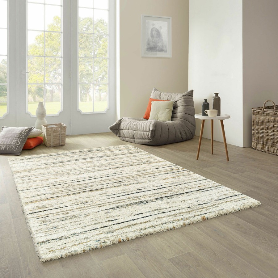 Rugs & Curtains * | (C99) Sedona Ivory Shag Abstract Design Area Rug, 5 7 Lower Prices