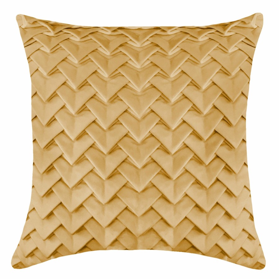 D Cor & Pillows * | Gold Triangle Pleated Velvet Throw Pillow, 18 Exactly Discount