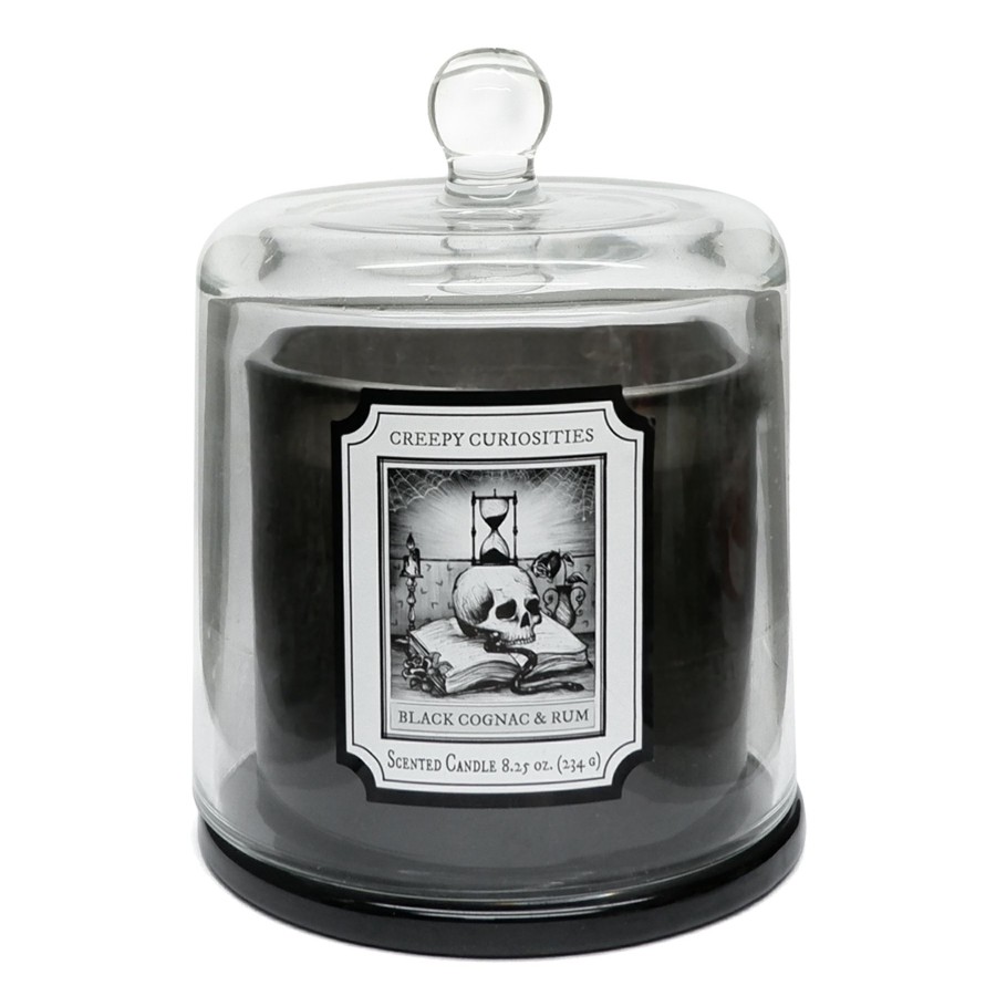 D Cor & Pillows * | Black Cognac & Rum Scented Glass Bell Jar Candle, 8Oz Exceptional Design