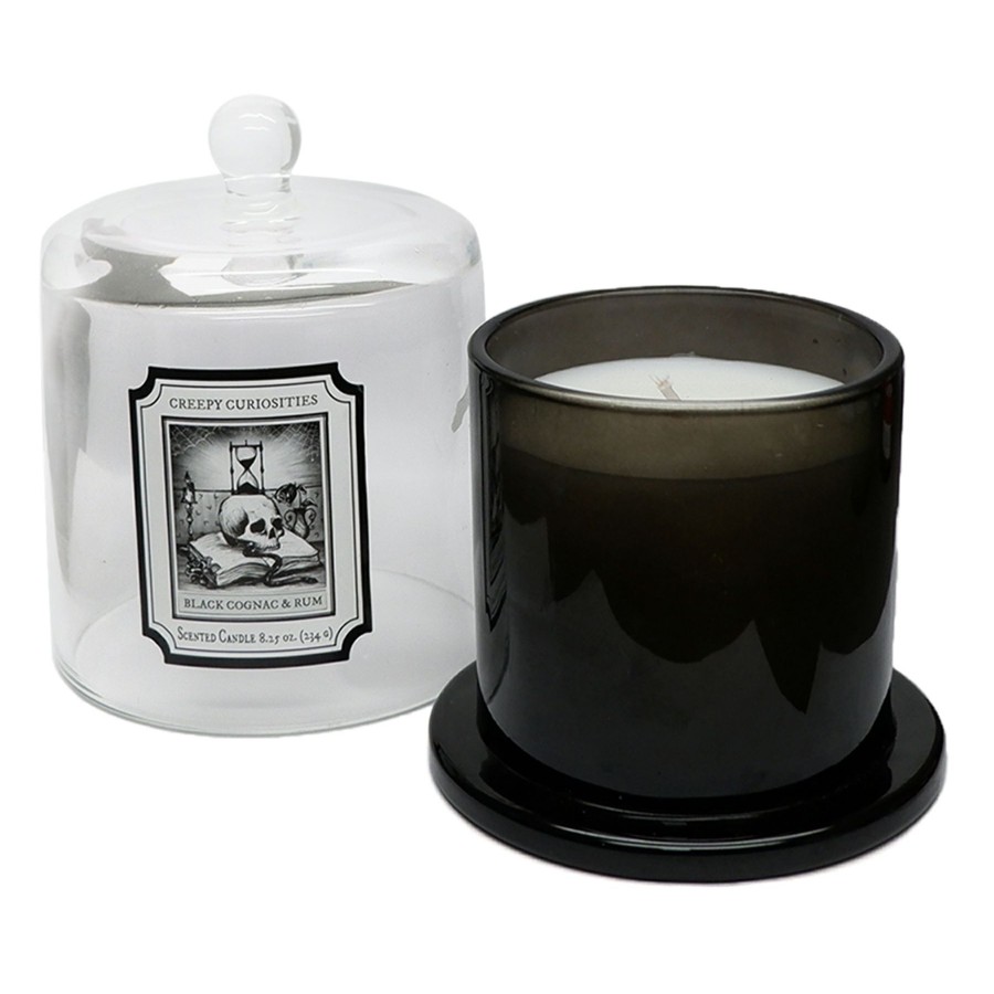 D Cor & Pillows * | Black Cognac & Rum Scented Glass Bell Jar Candle, 8Oz Exceptional Design