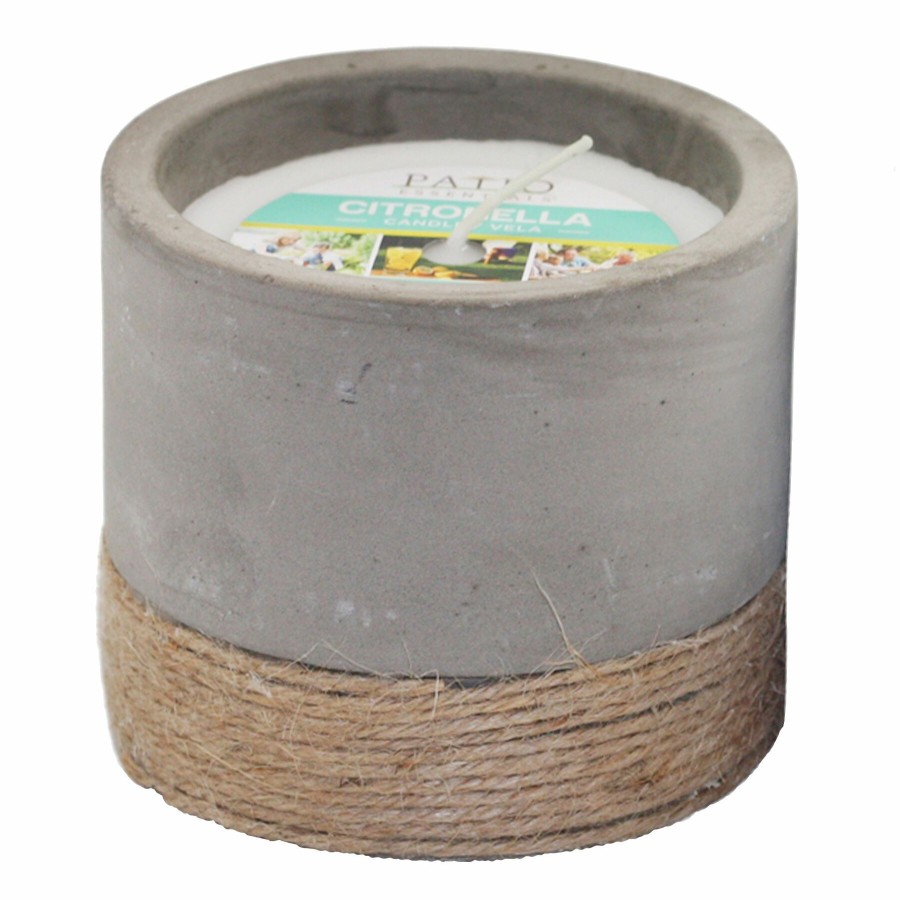 D Cor & Pillows * | Round Grey Cement Citronella Candle With Rope Base Discount