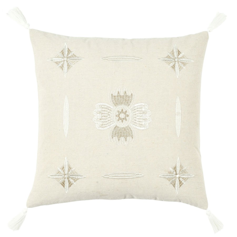 D Cor & Pillows * | Tracey Boyd Anna Geo Flower Taupe Throw Pillow, 18 Hot Sale