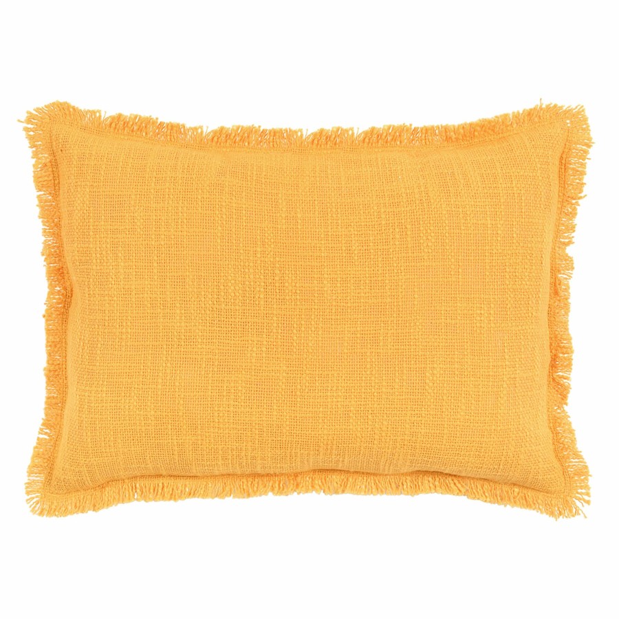 D Cor & Pillows * | Tracey Boyd Yellow Slub Textured Fringe Throw Pillow, 14 19 Discount Store